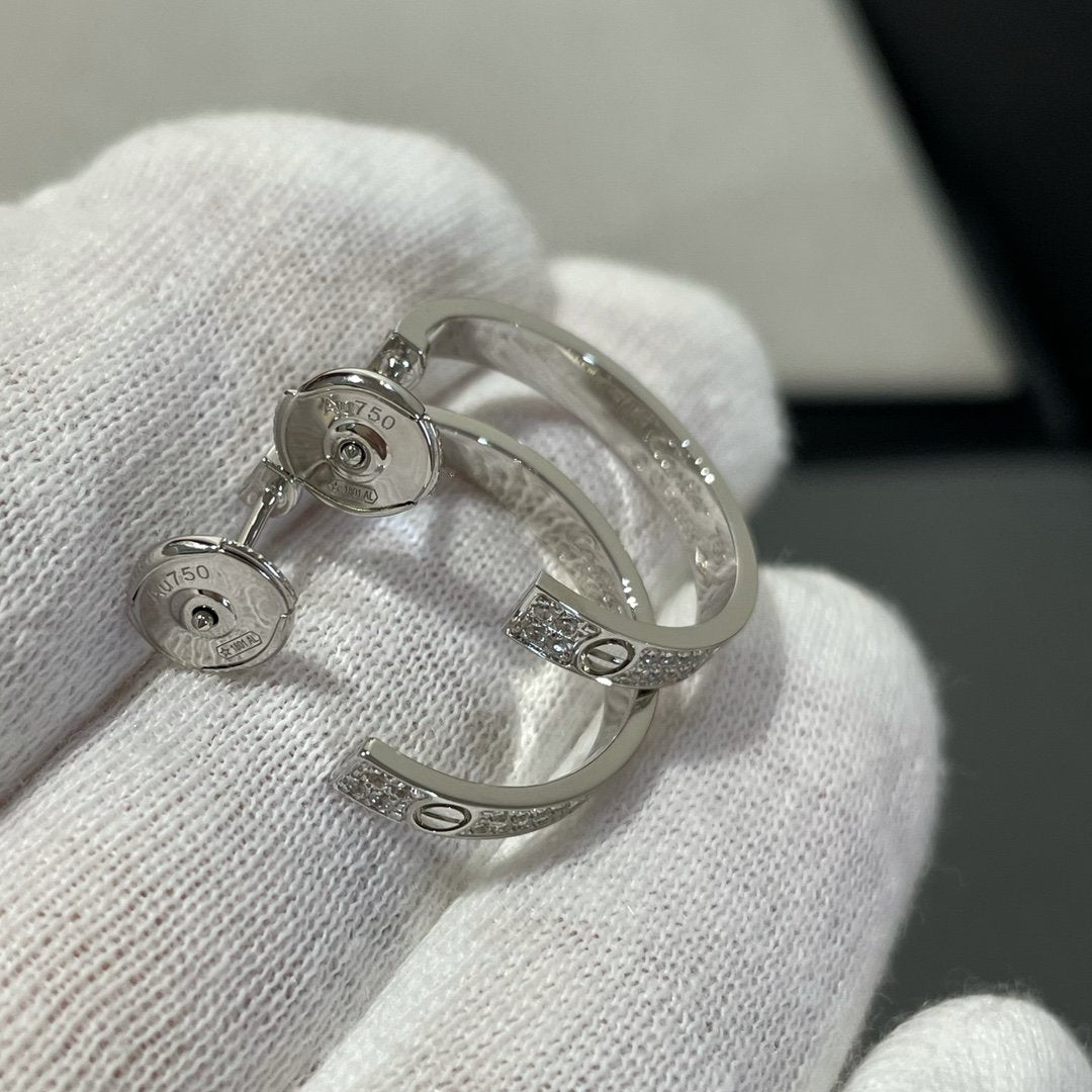 [⭐moonlume]LOVE DIAMOND SILVER HOOP EARRINGS
