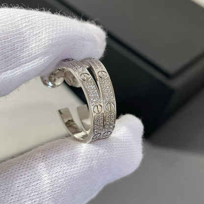 [⭐moonlume]LOVE DIAMOND SILVER HOOP EARRINGS