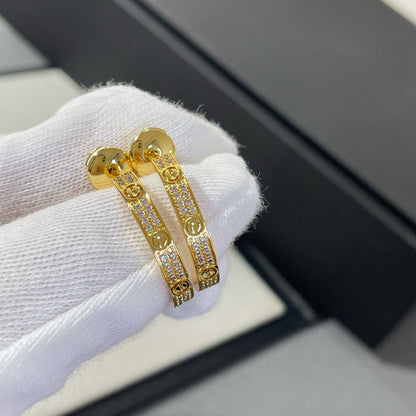 [⭐moonlume]LOVE DIAMOND GOLD HOOP EARRINGS