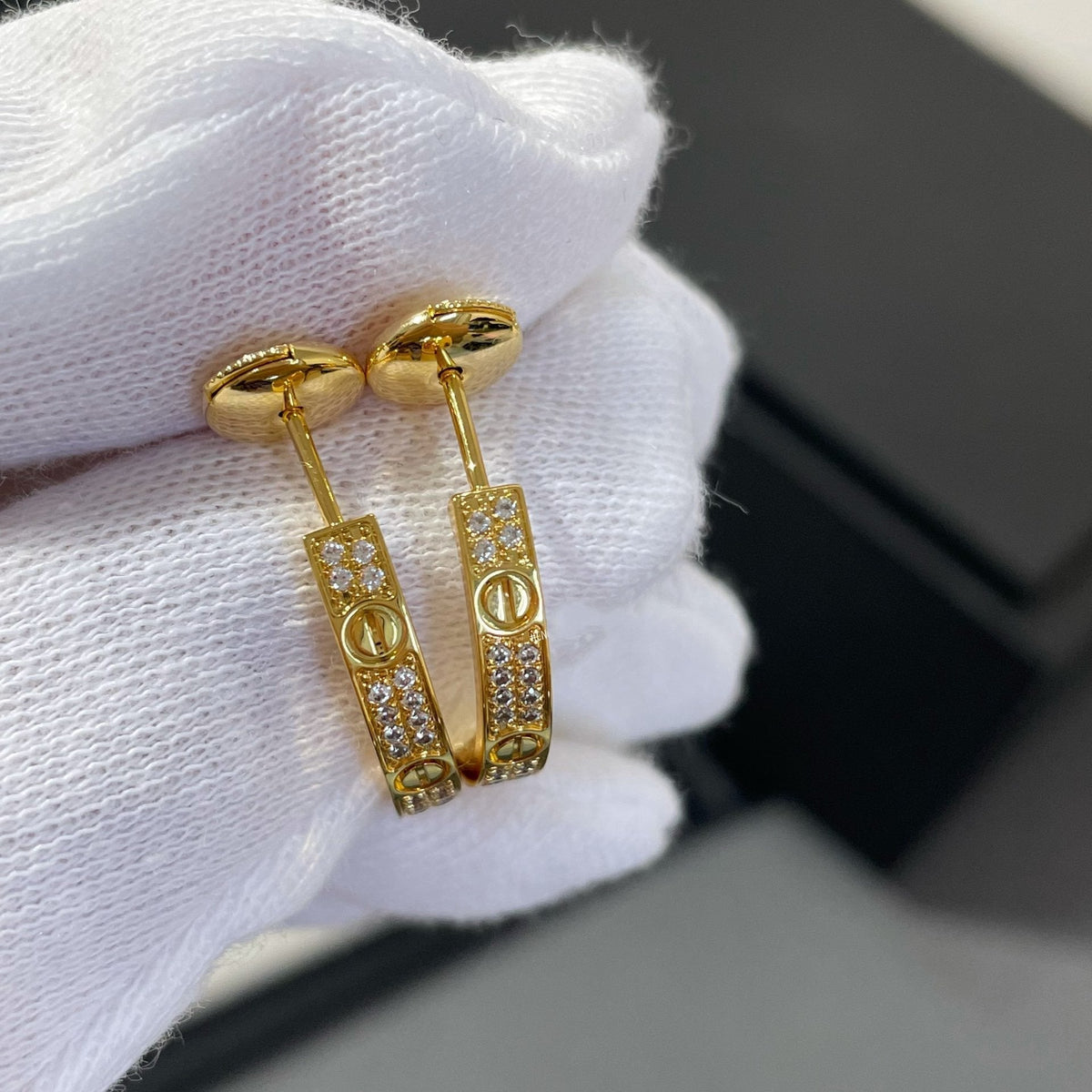 [⭐moonlume]LOVE DIAMOND GOLD HOOP EARRINGS
