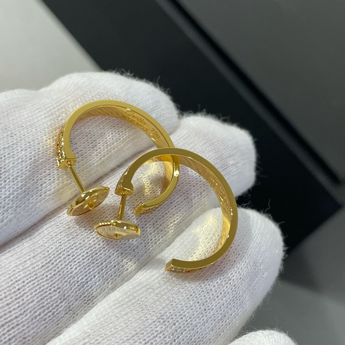 [⭐moonlume]LOVE DIAMOND GOLD HOOP EARRINGS