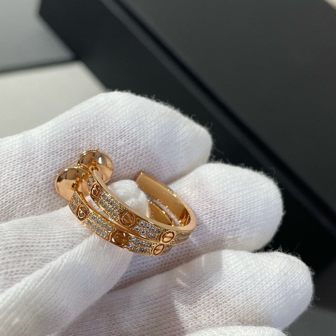 [⭐moonlume]LOVE DIAMOND PINK GOLD HOOP EARRINGS