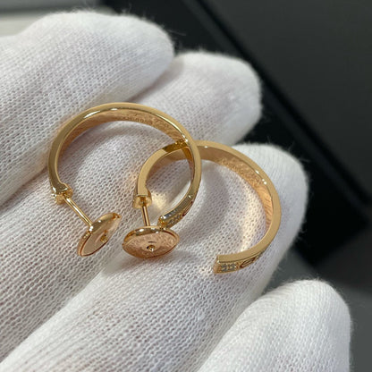 [⭐moonlume]LOVE DIAMOND PINK GOLD HOOP EARRINGS