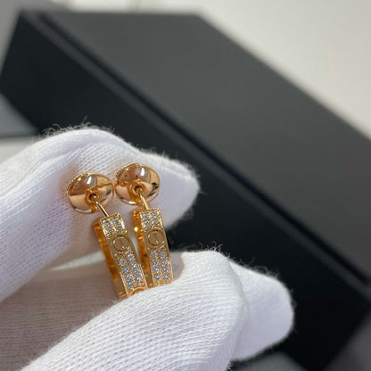 [⭐moonlume]LOVE DIAMOND PINK GOLD HOOP EARRINGS