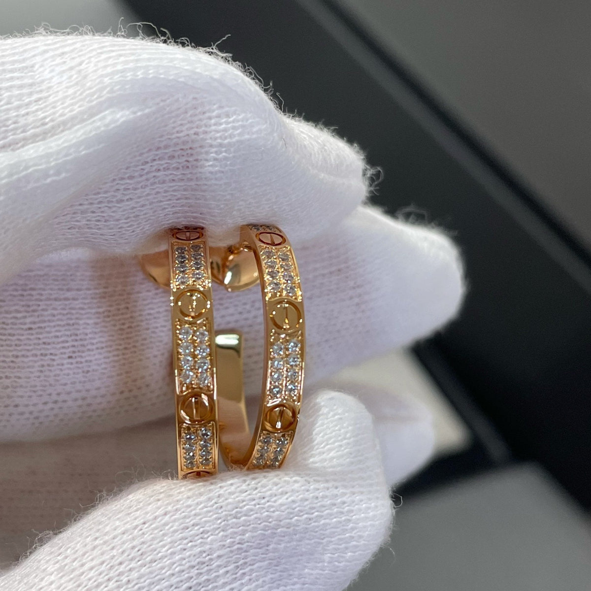 [⭐moonlume]LOVE DIAMOND PINK GOLD HOOP EARRINGS