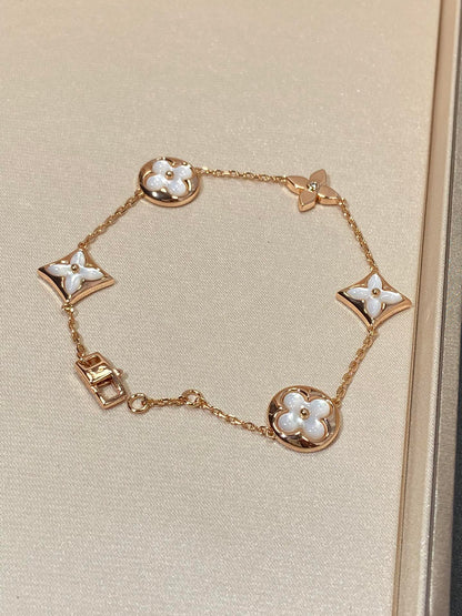 [⭐moonlume]STAR AND SUN 5 MOTIF MOP PINK GOLD BRACELET