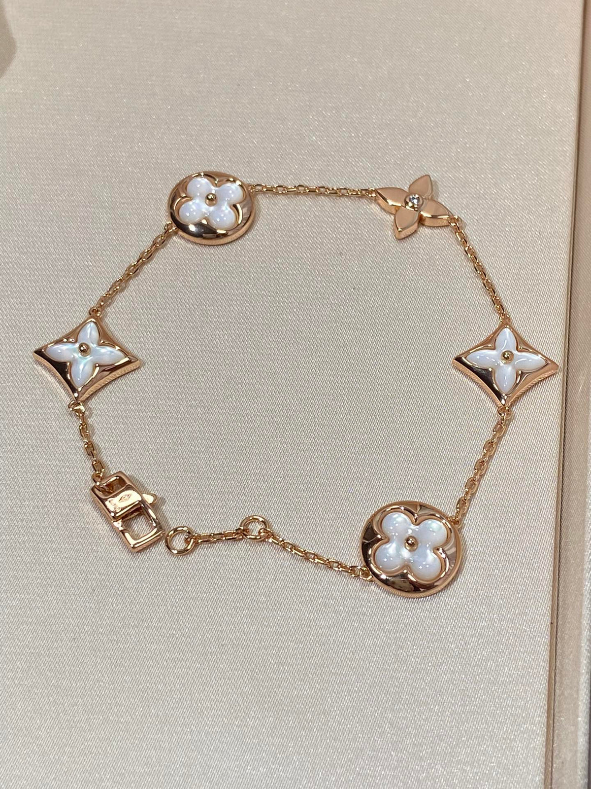 [⭐moonlume]STAR AND SUN 5 MOTIF MOP PINK GOLD BRACELET