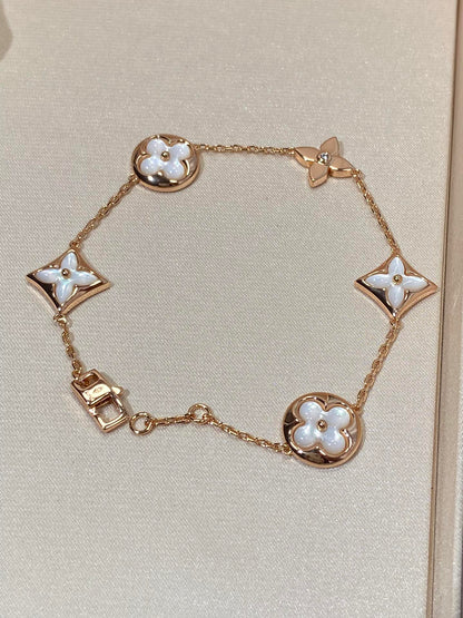 [⭐moonlume]STAR AND SUN 5 MOTIF MOP PINK GOLD BRACELET