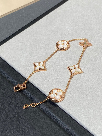 [⭐moonlume]STAR AND SUN 5 MOTIF MOP PINK GOLD BRACELET