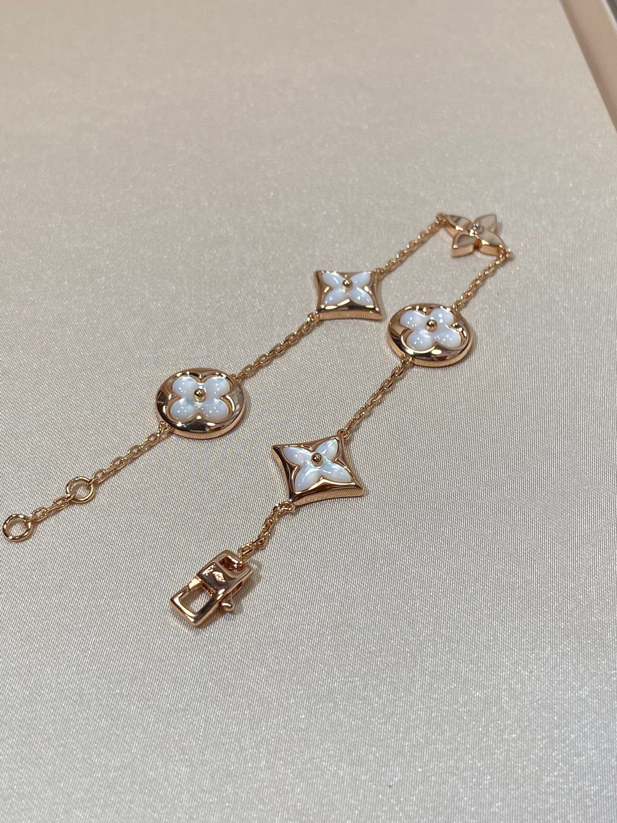[⭐moonlume]STAR AND SUN 5 MOTIF MOP PINK GOLD BRACELET
