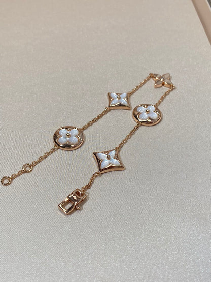 [⭐moonlume]STAR AND SUN 5 MOTIF MOP PINK GOLD BRACELET