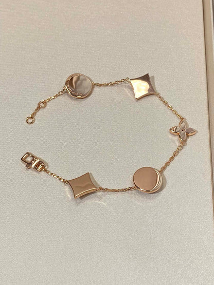 [⭐moonlume]STAR AND SUN 5 MOTIF MOP PINK GOLD BRACELET