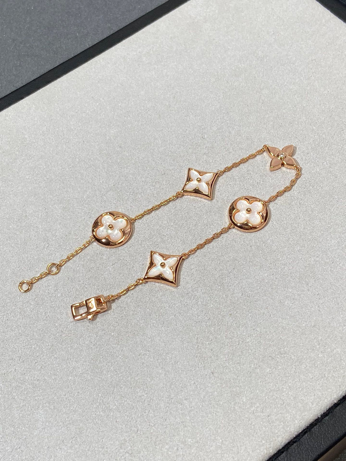 [⭐moonlume]STAR AND SUN 5 MOTIF MOP PINK GOLD BRACELET
