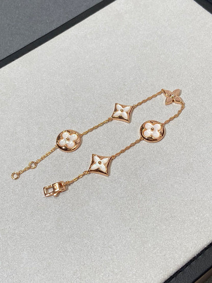 [⭐moonlume]STAR AND SUN 5 MOTIF MOP PINK GOLD BRACELET