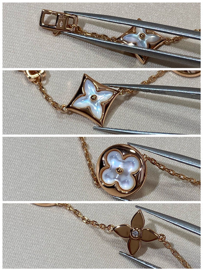 [⭐moonlume]STAR AND SUN 5 MOTIF MOP PINK GOLD BRACELET
