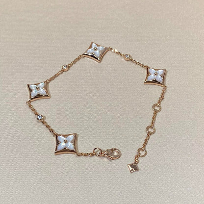 [⭐moonlume]STAR 4 MOTIF MOP DIAMOND PINK GOLD BRACELET