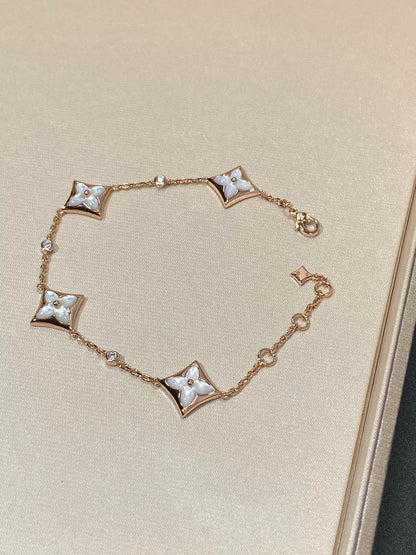 [⭐moonlume]STAR 4 MOTIF MOP DIAMOND PINK GOLD BRACELET