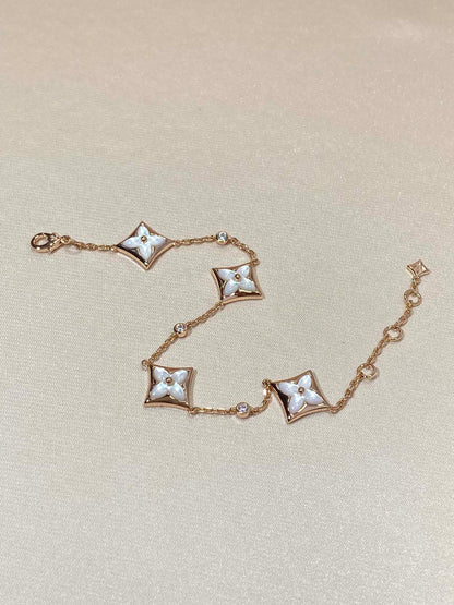 [⭐moonlume]STAR 4 MOTIF MOP DIAMOND PINK GOLD BRACELET