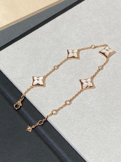 [⭐moonlume]STAR 4 MOTIF MOP DIAMOND PINK GOLD BRACELET