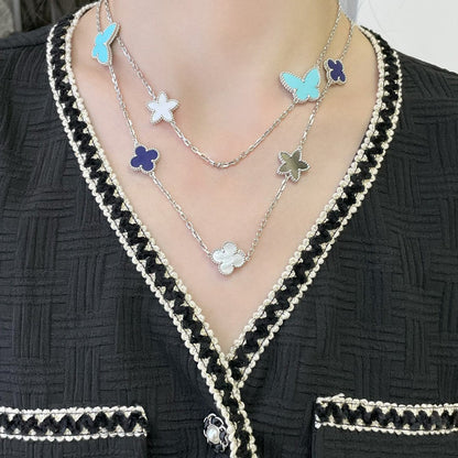 [⭐moonlume]LUCKY CLOVER SILVER 11 MOTIF NECKLACE