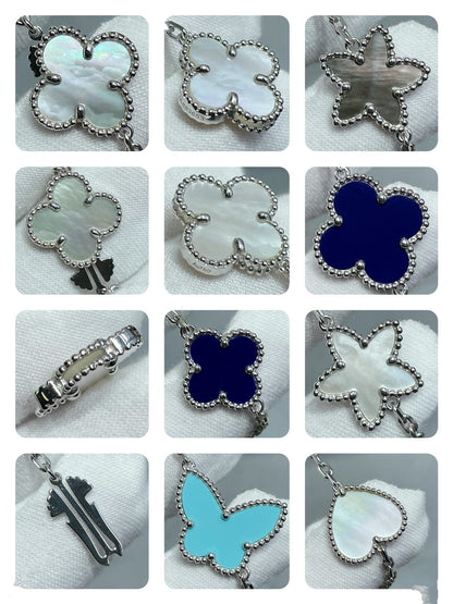 [⭐moonlume]LUCKY CLOVER SILVER 11 MOTIF NECKLACE