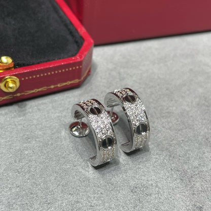 [⭐moonlume]LOVE CERAMIC DIAMOND PAVED SILVER EARRINGS