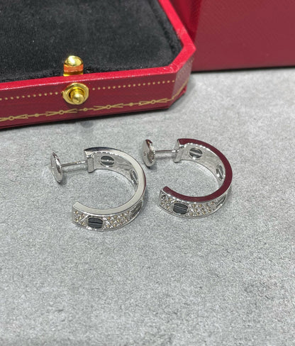 [⭐moonlume]LOVE CERAMIC DIAMOND PAVED SILVER EARRINGS