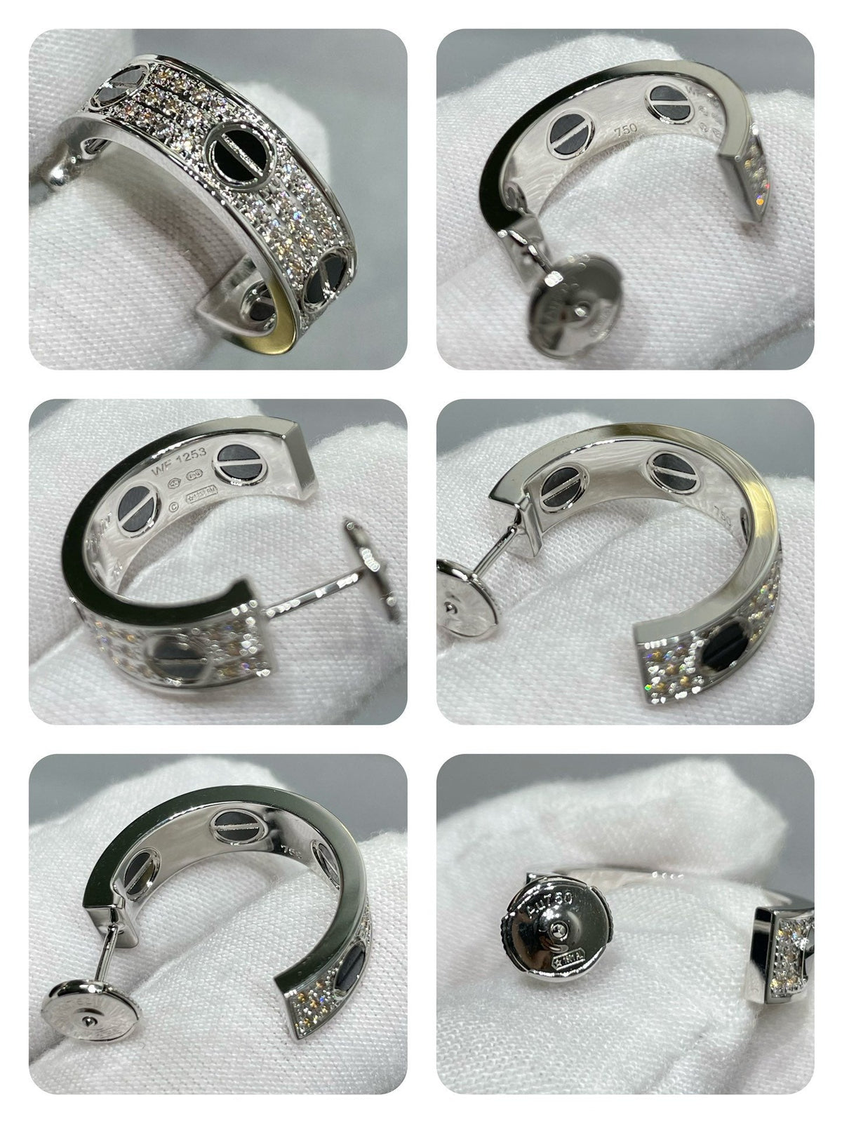 [⭐moonlume]LOVE CERAMIC DIAMOND PAVED SILVER EARRINGS
