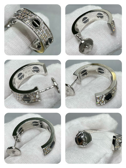 [⭐moonlume]LOVE CERAMIC DIAMOND PAVED SILVER EARRINGS