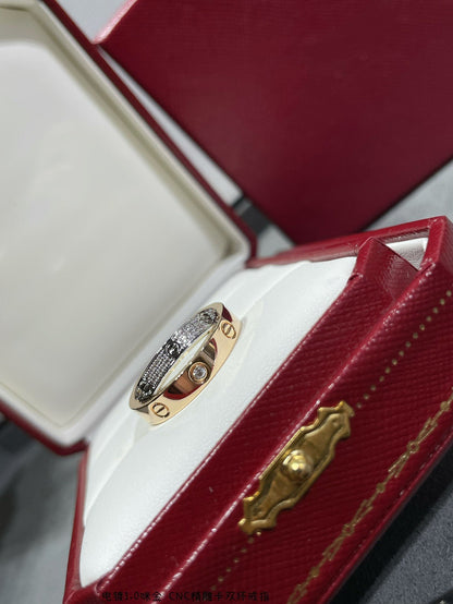 [⭐moonlume]LOVE PINK GOLD SILVER DIAMOND DOUBLE RING