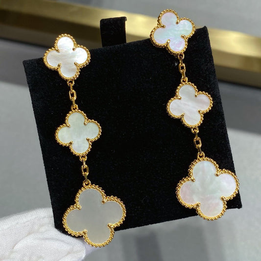 [⭐moonlume]CLOVER MOP 3 MOTIFS GOLD EARRINGS