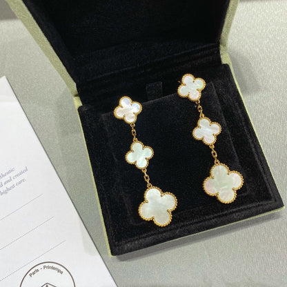 [⭐moonlume]CLOVER MOP 3 MOTIFS GOLD EARRINGS