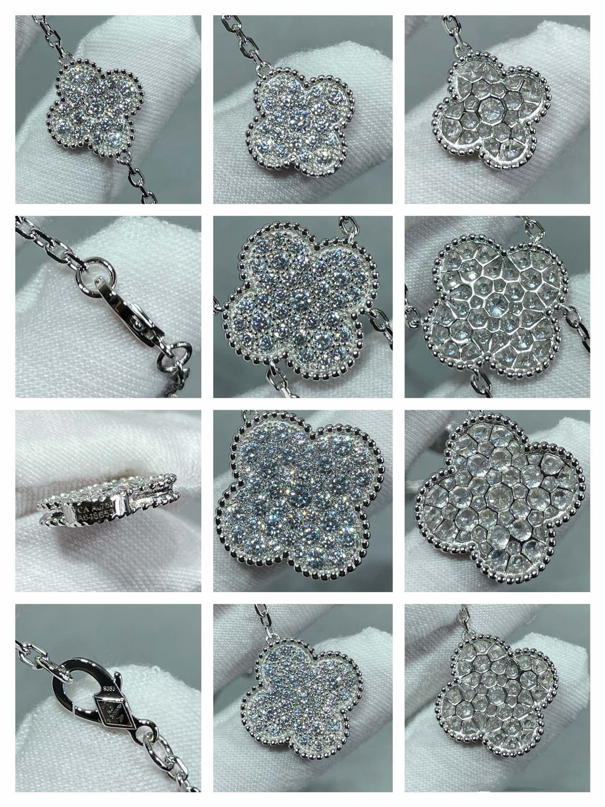 [⭐moonlume]CLOVER 6 MOTIF DIAMOND PAVED NECKLACE
