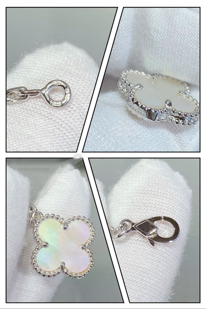 [⭐moonlume]CLOVER 5 MOTIF WHITE MOP SILVER BRACELET