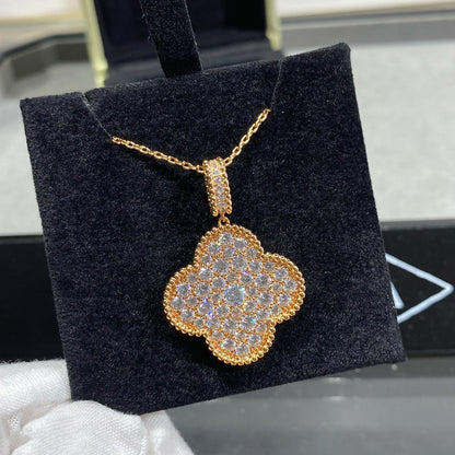 [⭐moonlume]CLOVER 25MM LARGE PEDANT DIAMOND PAVED LONG NECKLACE
