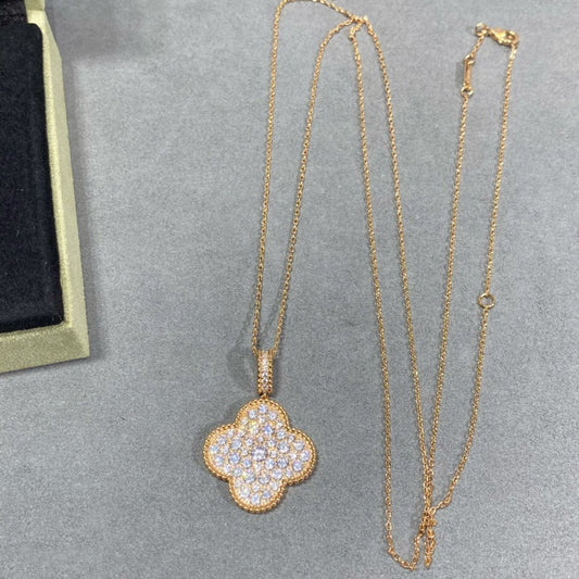 [⭐moonlume]CLOVER 25MM LARGE PEDANT DIAMOND PAVED LONG NECKLACE