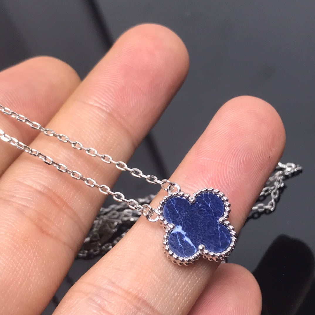[⭐moonlume]CLOVER PIETERSITE SILVER LONG NECKLACE