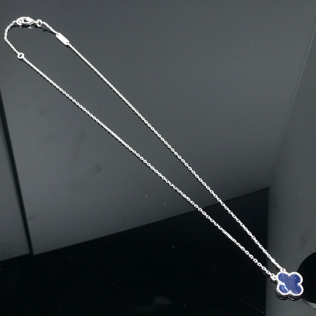 [⭐moonlume]CLOVER PIETERSITE SILVER LONG NECKLACE