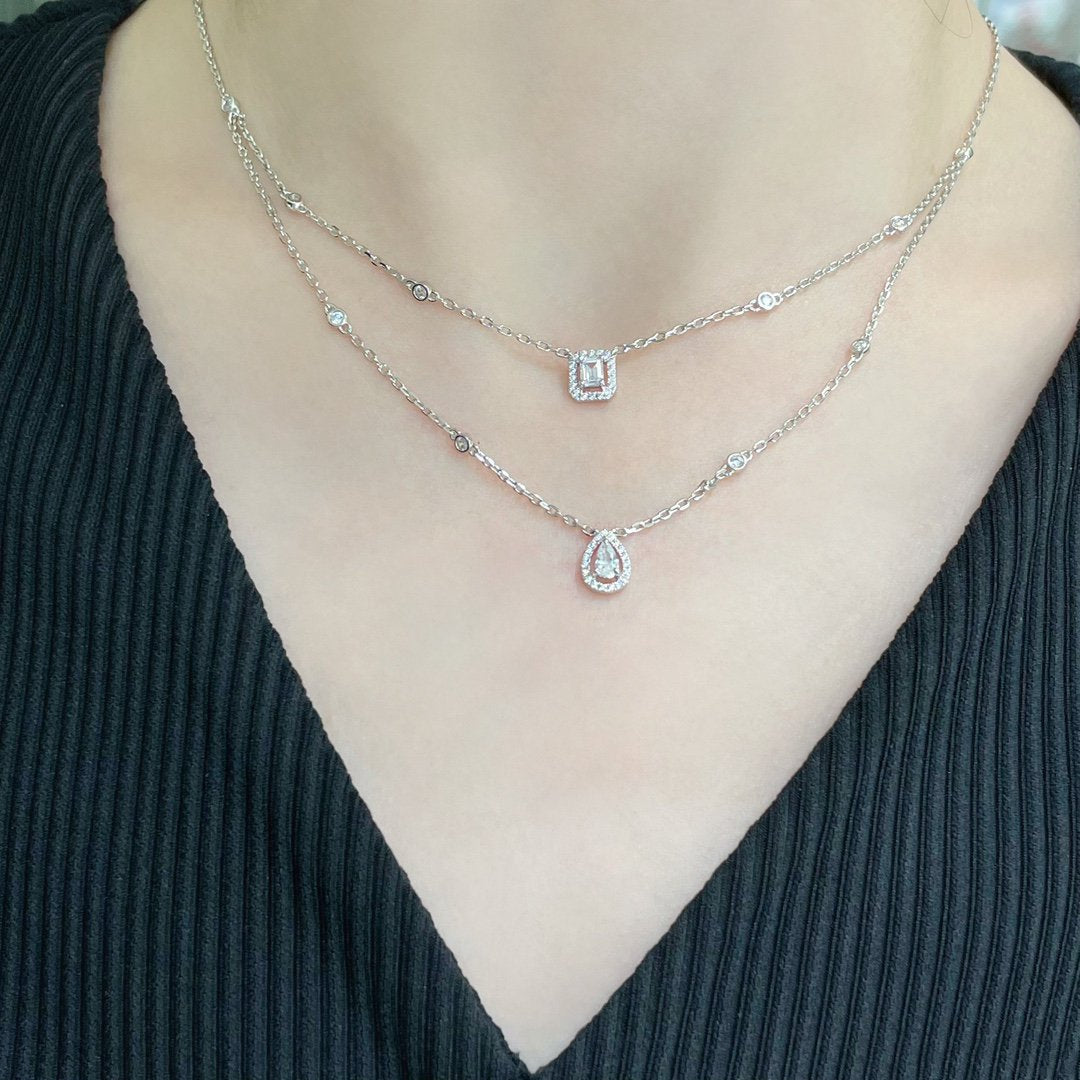 [⭐moonlume]MY TWIN 2 ROW DIAMOND NECKLACE