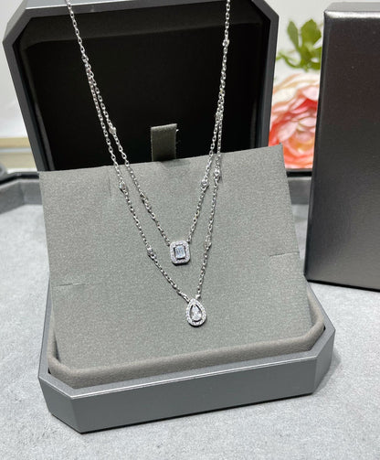 [⭐moonlume]MY TWIN 2 ROW DIAMOND NECKLACE