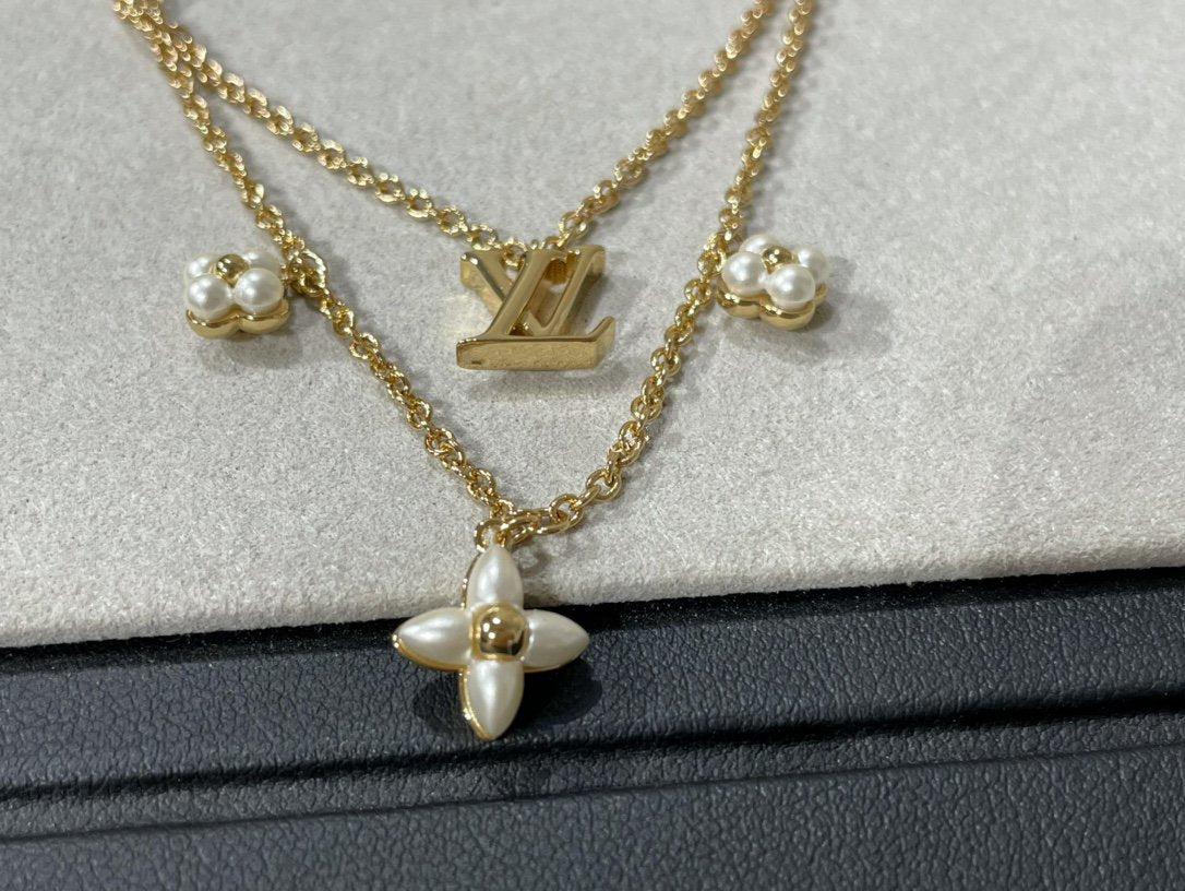 [⭐moonlume]FLOWERGRAM GOLD MOP DOUBLE ROW NECKLACE