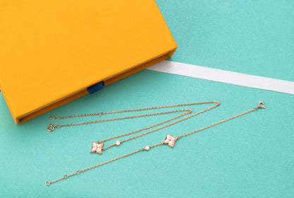 [⭐moonlume]STAR PINK MOP 1 DIAMOND PINK GOLD NECKLACE
