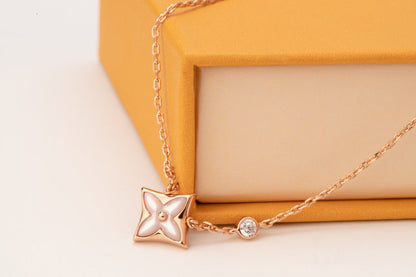 [⭐moonlume]STAR PINK MOP 1 DIAMOND PINK GOLD NECKLACE