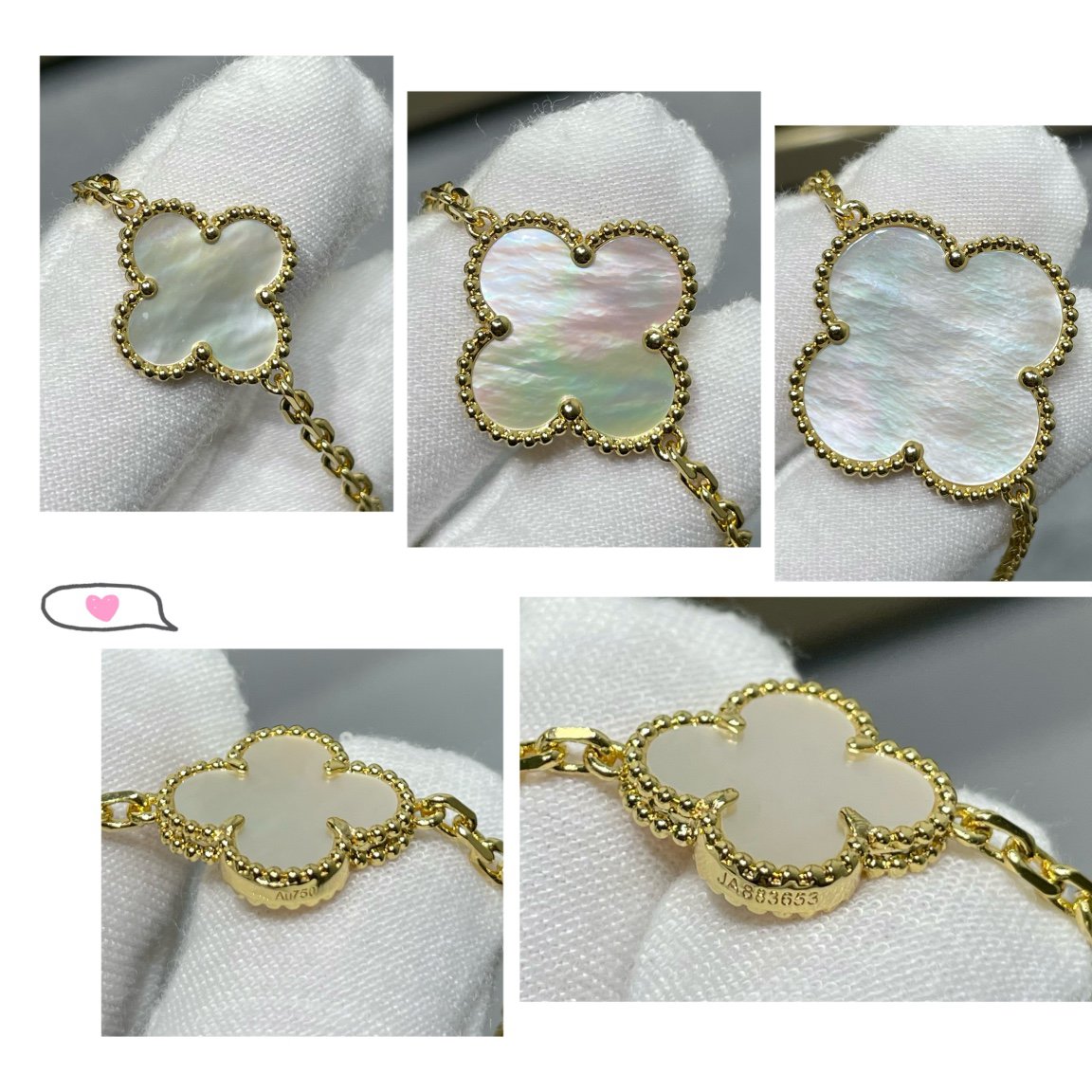 [⭐moonlume]CLOVER 16 MOTIF WHITE MOP GOLD NECKLACE