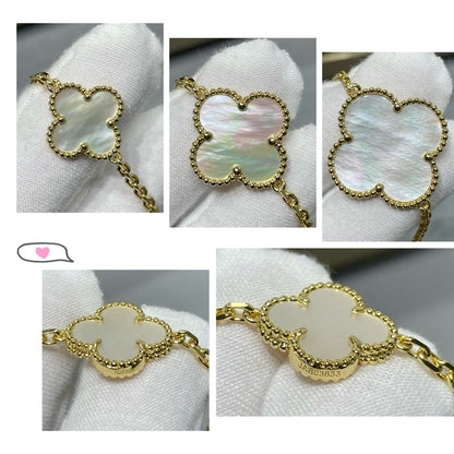 [⭐moonlume]CLOVER 16 MOTIF WHITE MOP GOLD NECKLACE