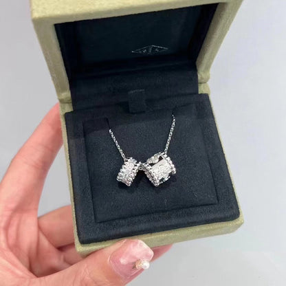 [⭐moonlume]PERLEE DOUBLE PENDANT SILVER DIAMOND NECKLACE