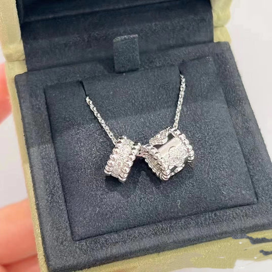 [⭐moonlume]PERLEE DOUBLE PENDANT SILVER DIAMOND NECKLACE