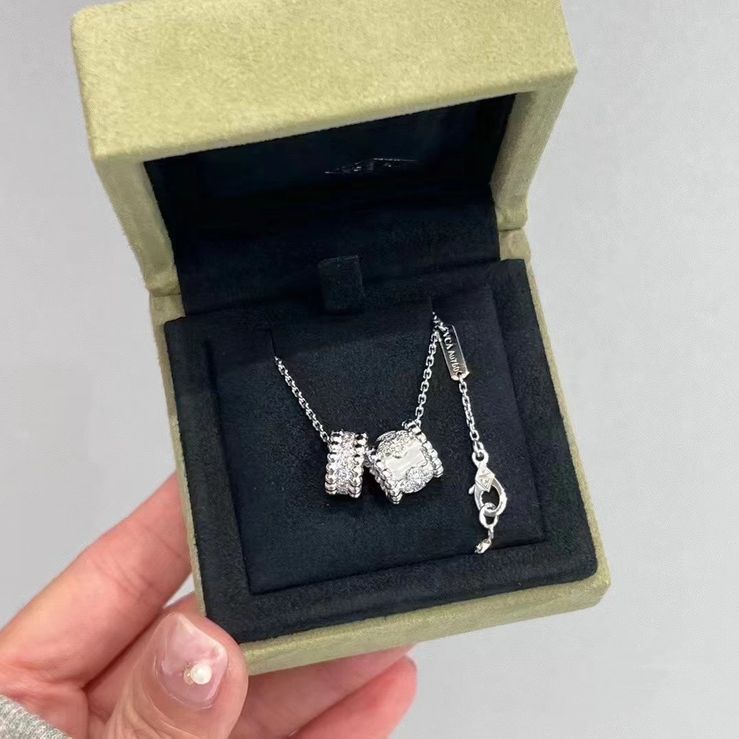 [⭐moonlume]PERLEE DOUBLE PENDANT SILVER DIAMOND NECKLACE