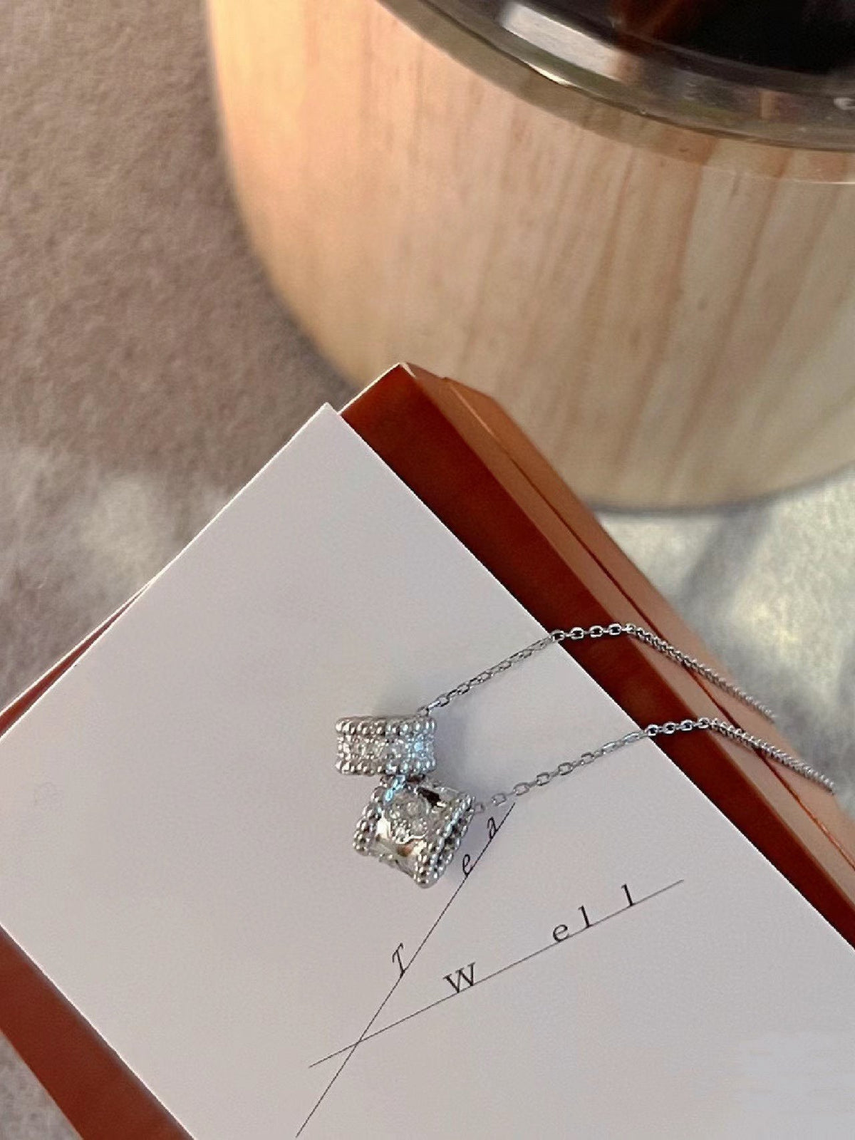 [⭐moonlume]PERLEE DOUBLE PENDANT SILVER DIAMOND NECKLACE