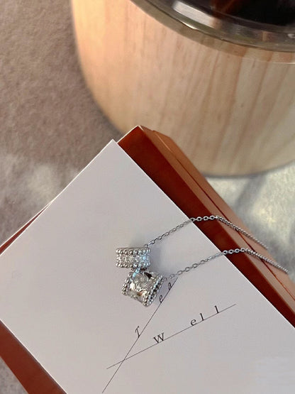 [⭐moonlume]PERLEE DOUBLE PENDANT SILVER DIAMOND NECKLACE